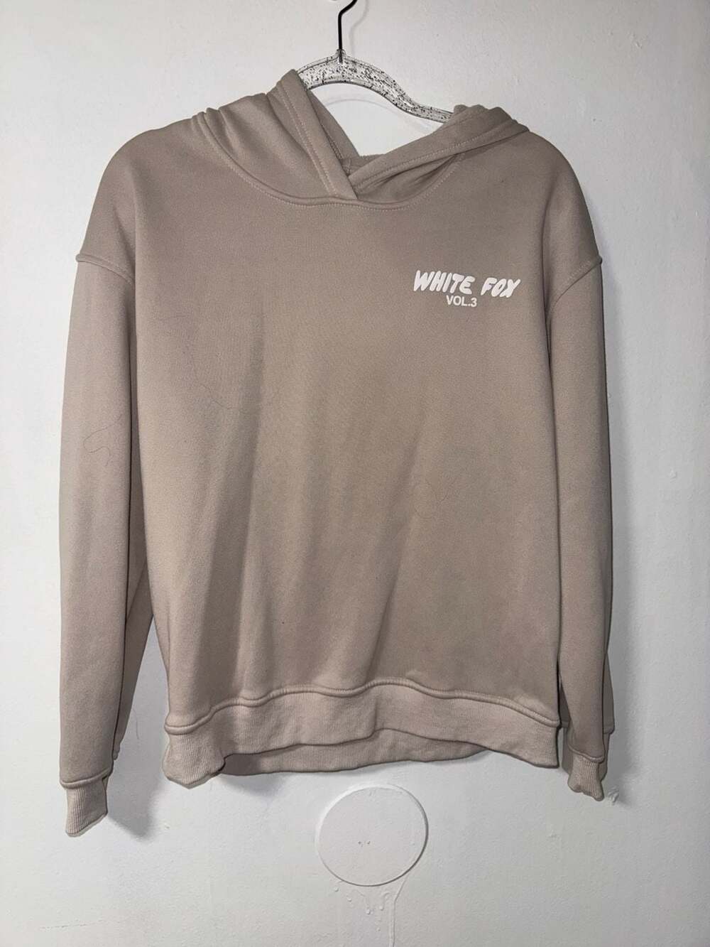 White Fox Boutique Vol. 3 Fawn Taupe Hoodie Sweatshirt with Puff Graphics